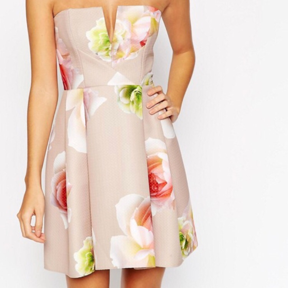 Asos floral quilted bandeau dress
